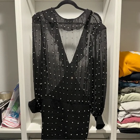 Retrofête Lennon Embellished Silk Chiffon Dress - Picture 6 of 6